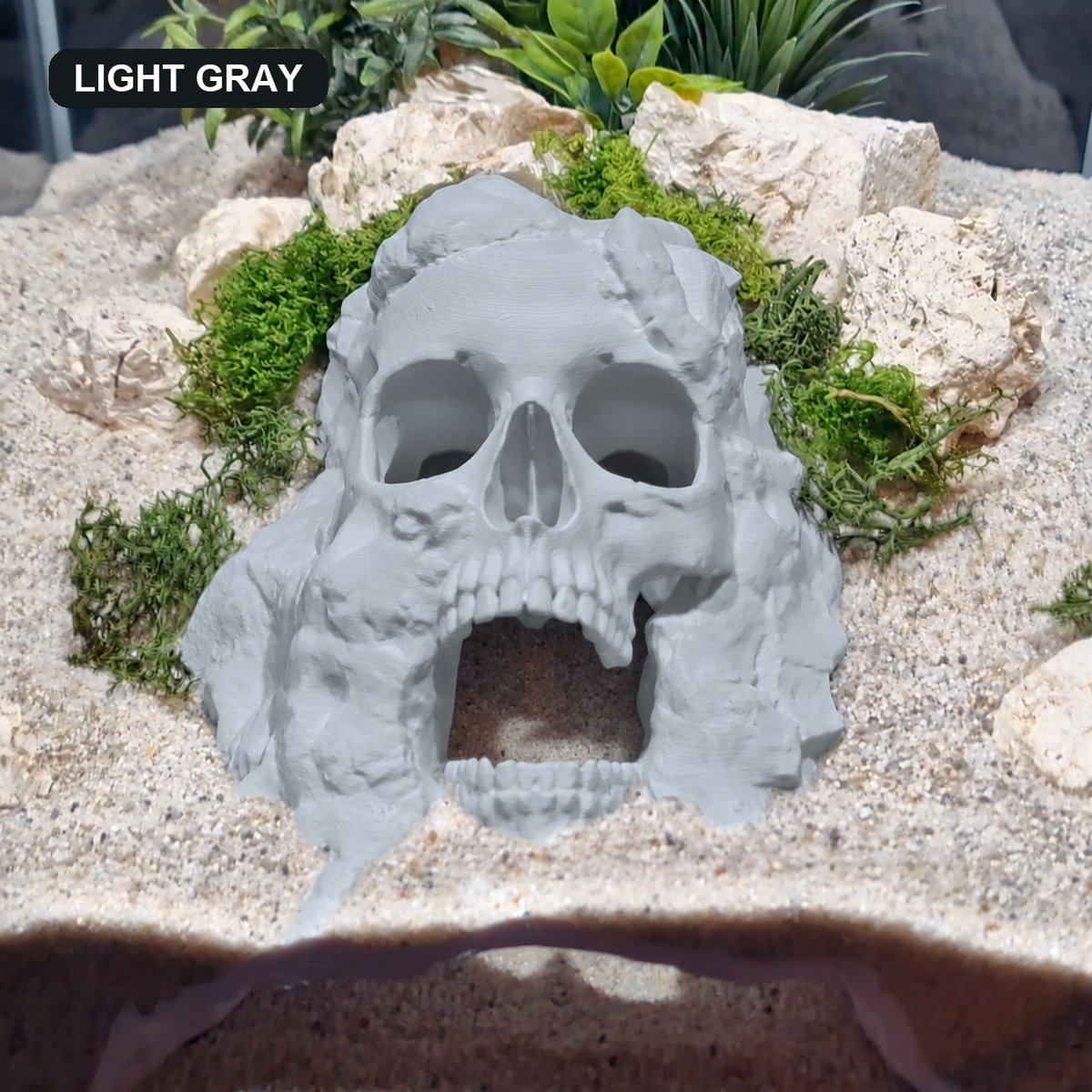 Pirate Cave aquarium skull cave light gray finish