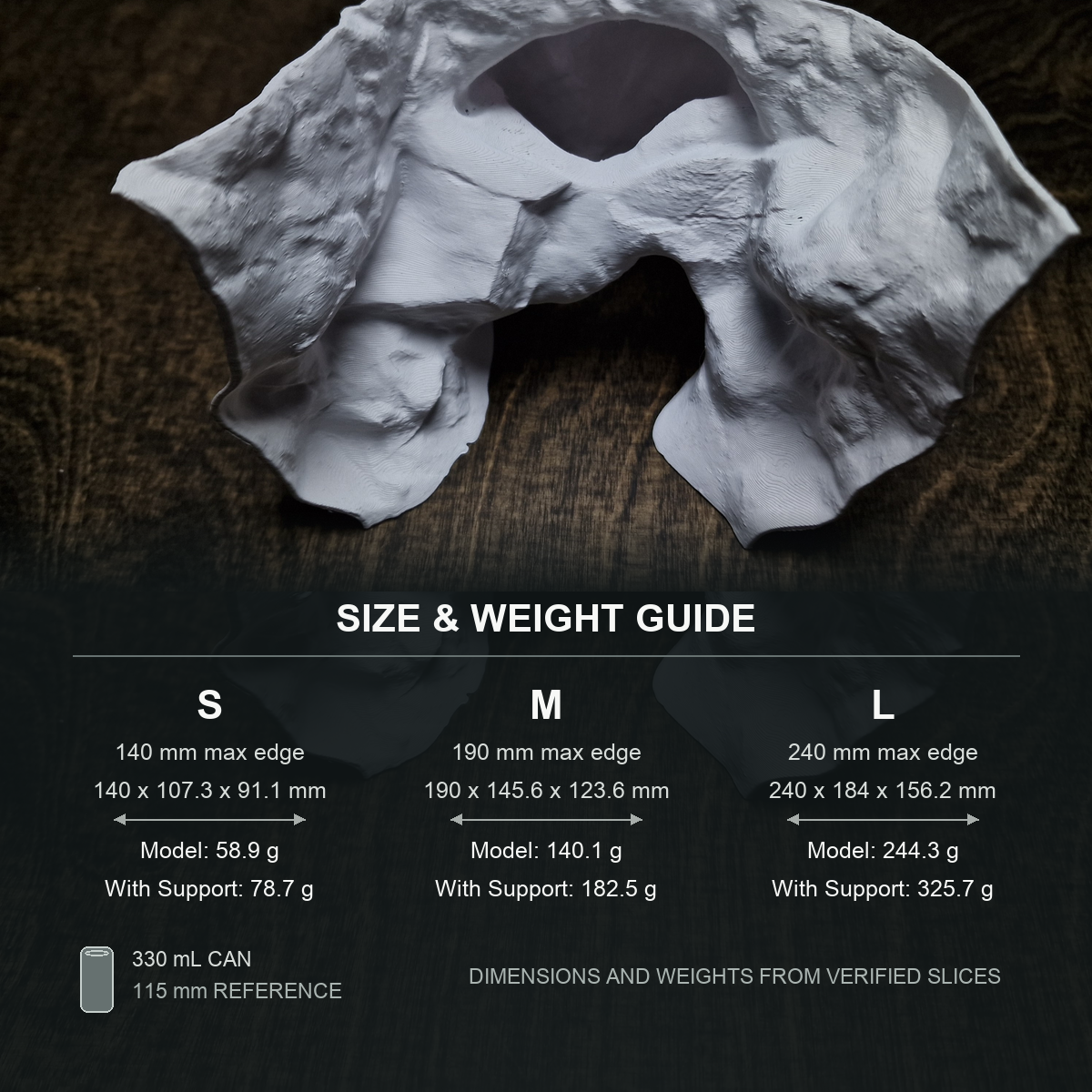 Reef Niche Aquarium Cave — size weight guide
