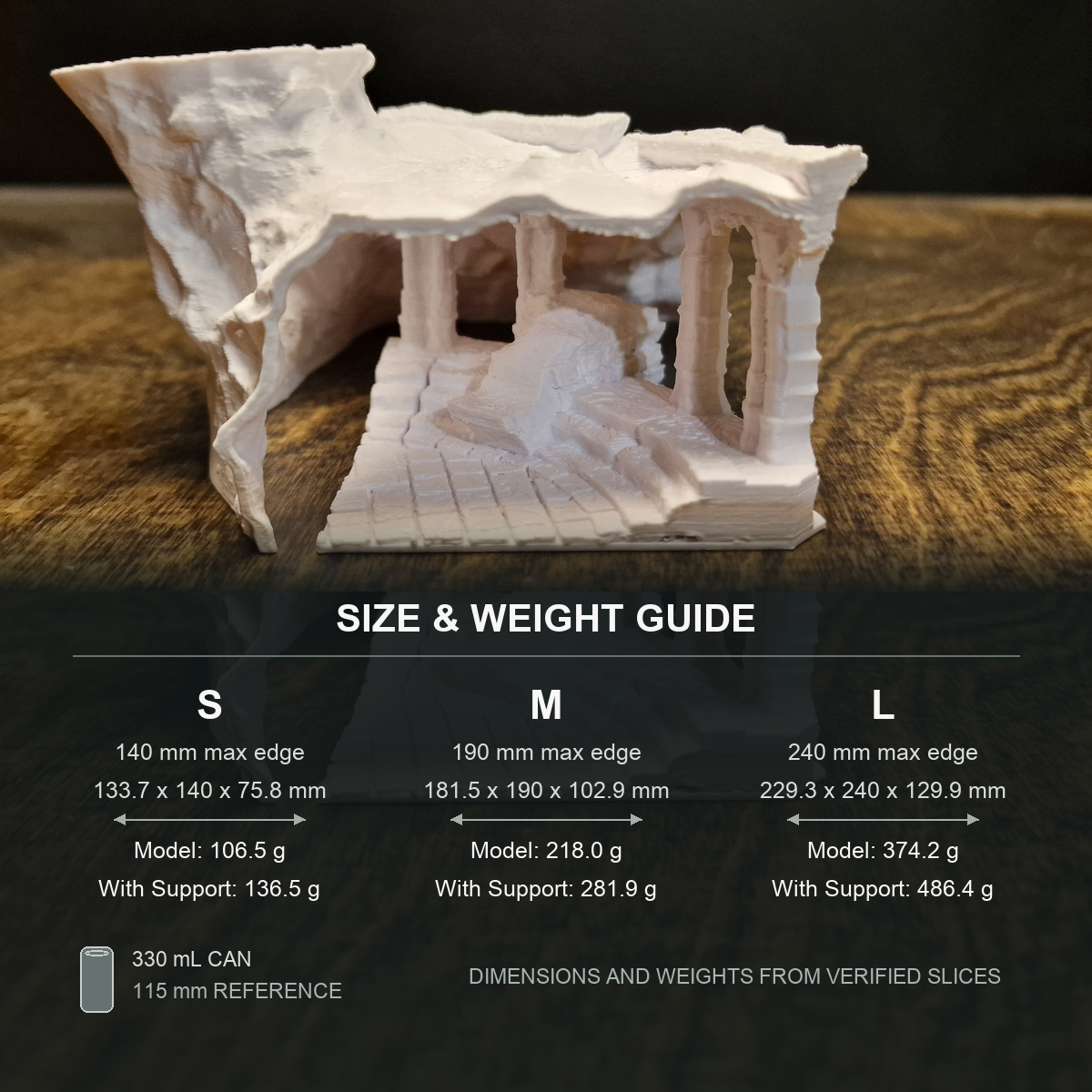 Old Ruins size and weight guide