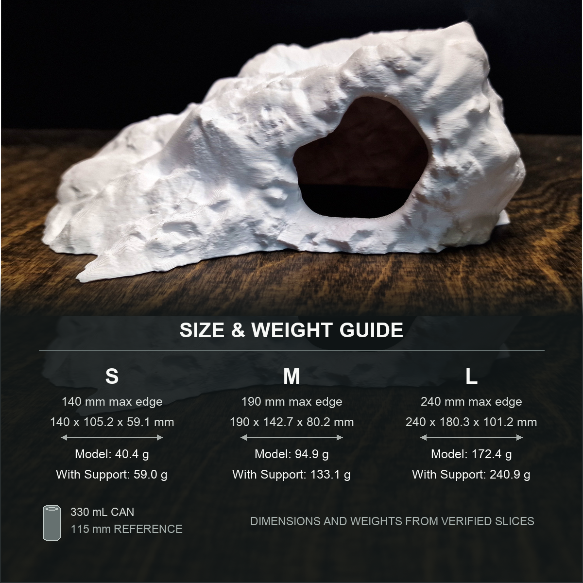 Brackish Den Aquarium Cave & Aquascape Decor size and weight guide