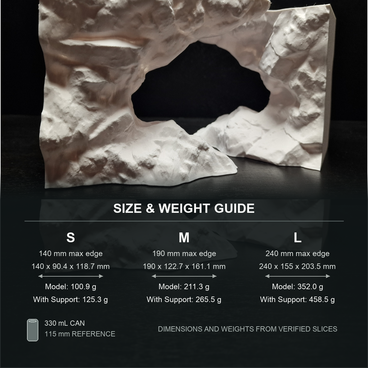 Cave 21 Aquarium Cave & Aquascape Decor size and weight guide