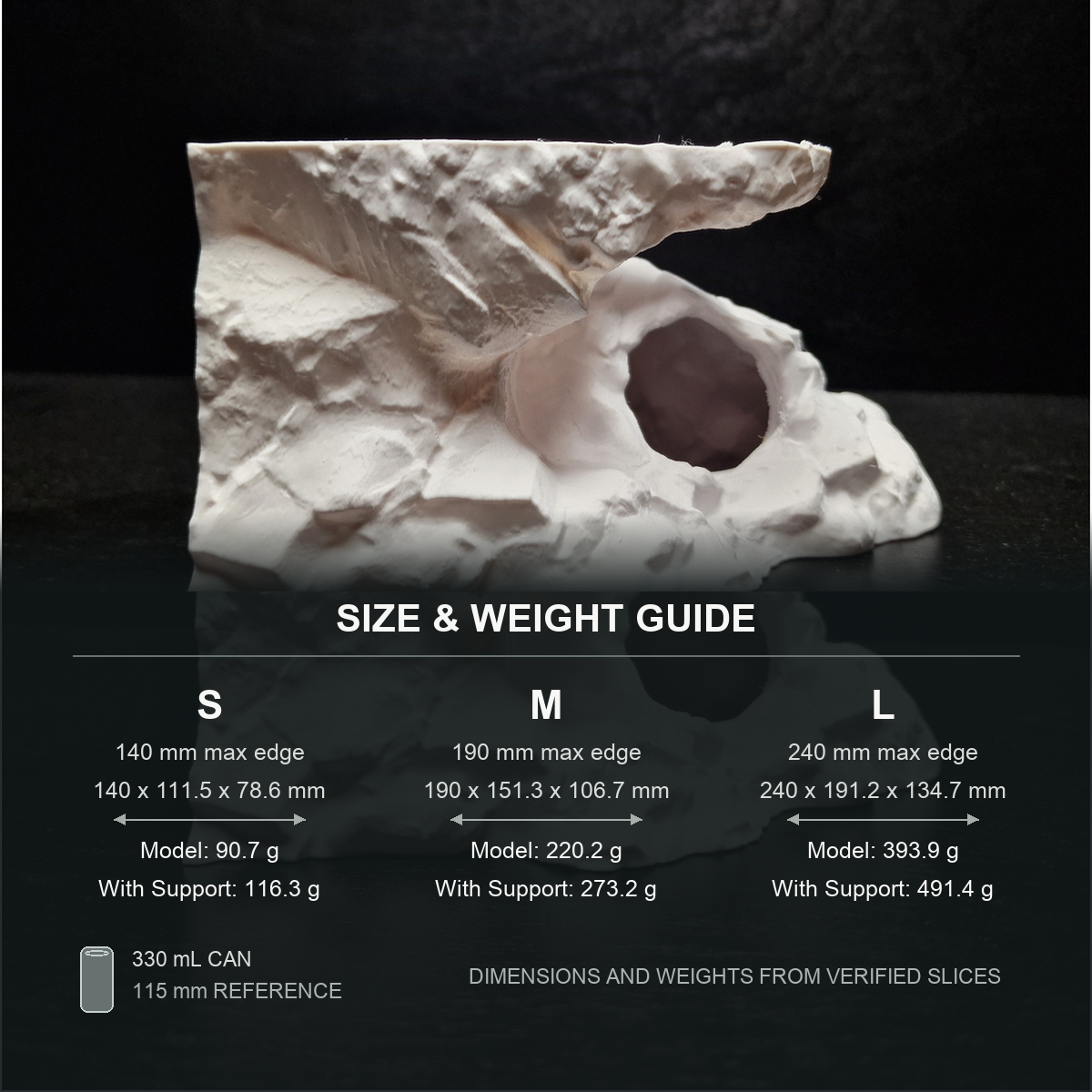 Cave 23 Aquarium Cave & Aquascape Decor size and weight guide