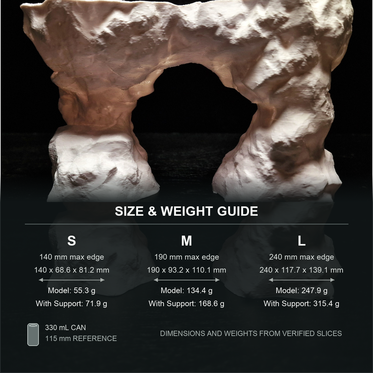 Cave 24 Aquarium Cave & Aquascape Decor size and weight guide