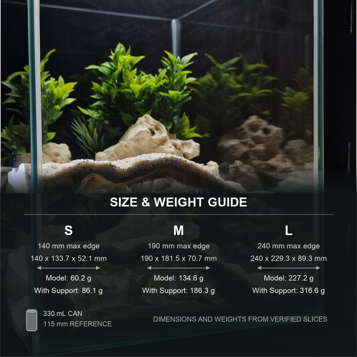 Cave 5 Aquarium Cave & Aquascape Decor size and weight guide