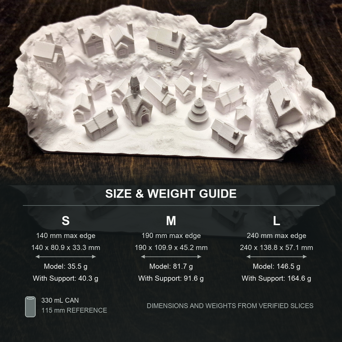 Christmas Town Aquarium Village — size weight guide