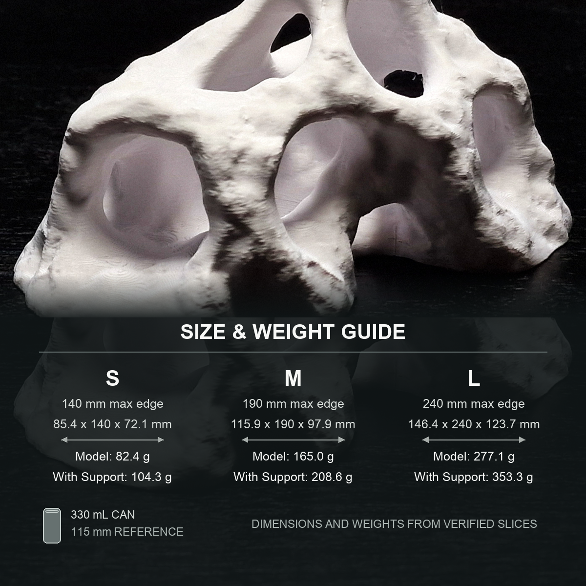 MoonRock Hide Aquarium Cave — size weight guide