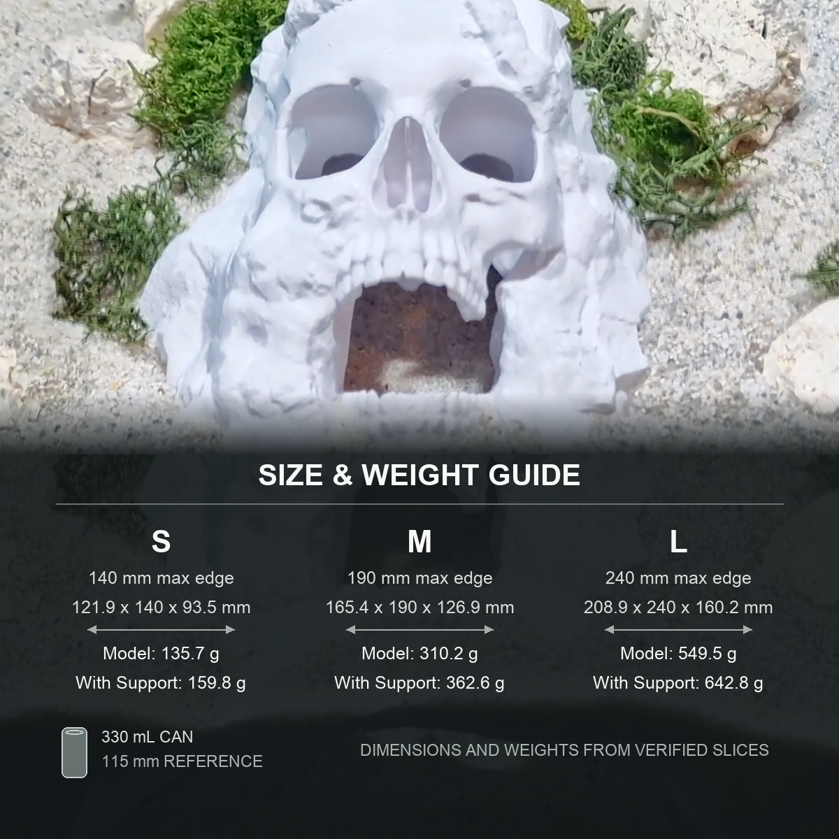 Pirate Cave S M L size and weight guide