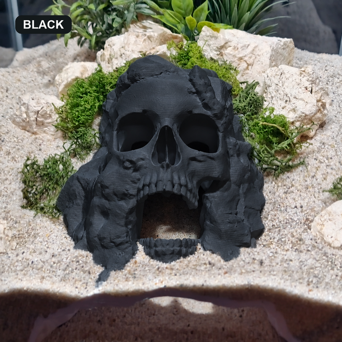 Pirate Cave aquarium skull cave black finish